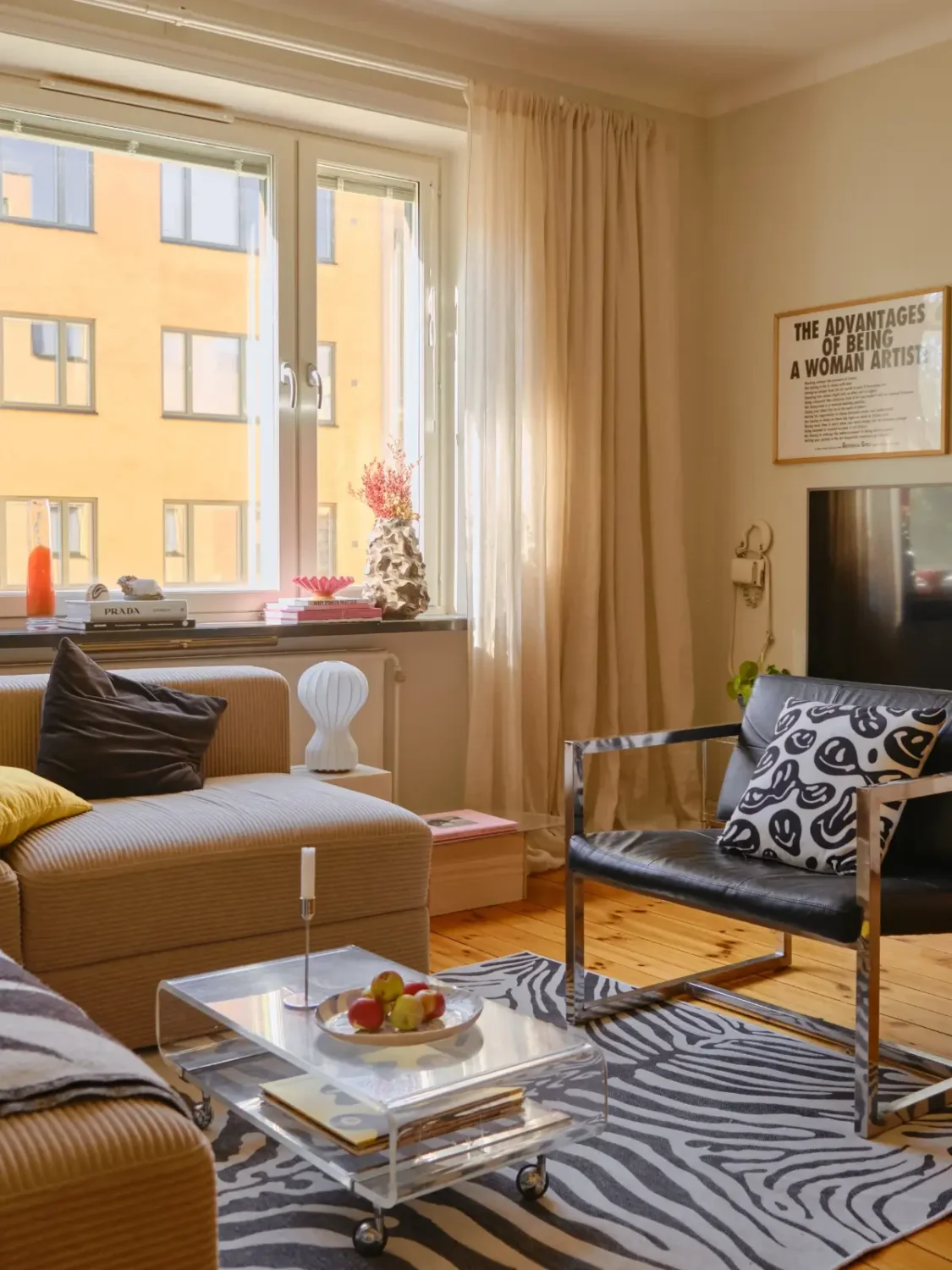 A Light 1930s Apartment with a Bubblegum Pink Bedroom 8 zebra rug