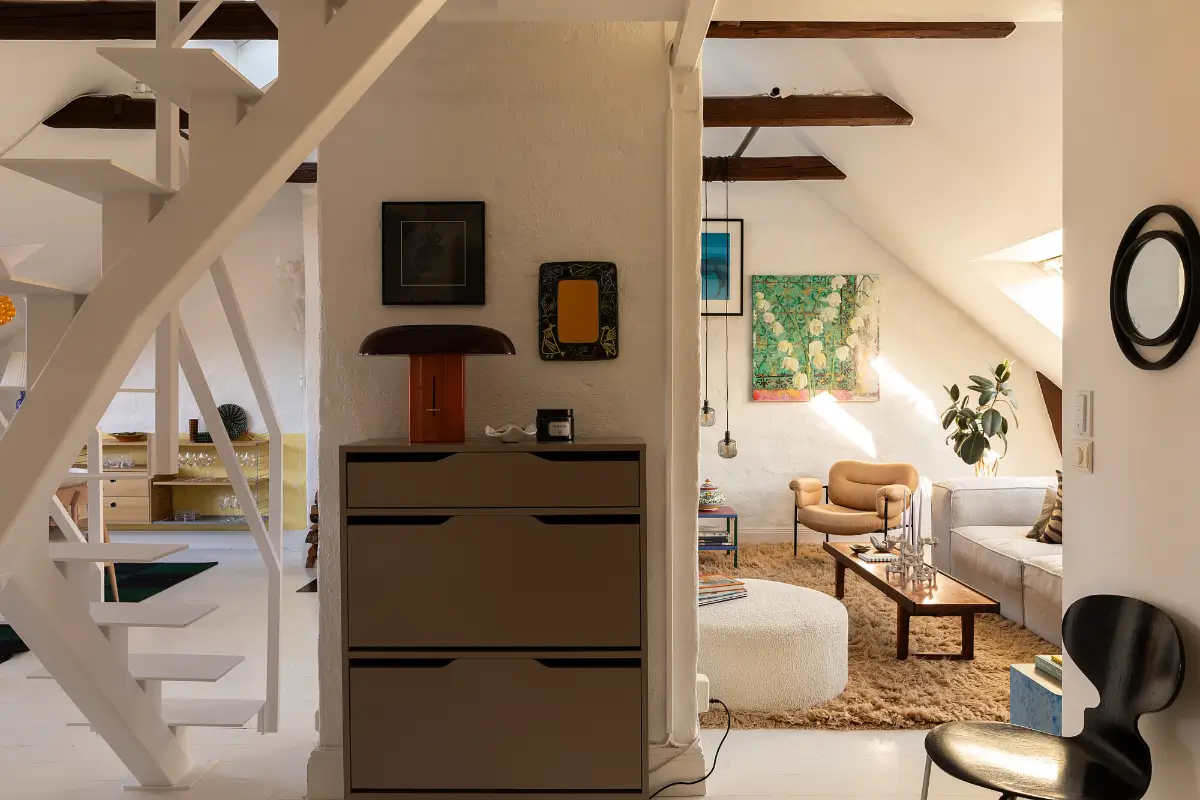A Bright and Open-Plan Attic Apartment with Exposed Beams 20 bright-attic-apartment-stockholm-nordroom13