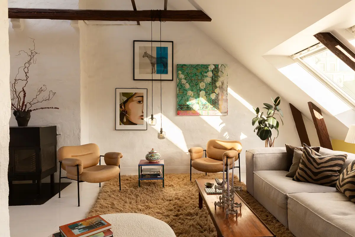 A Bright and Open-Plan Attic Apartment with Exposed Beams 3 bright-attic-apartment-stockholm-nordroom22
