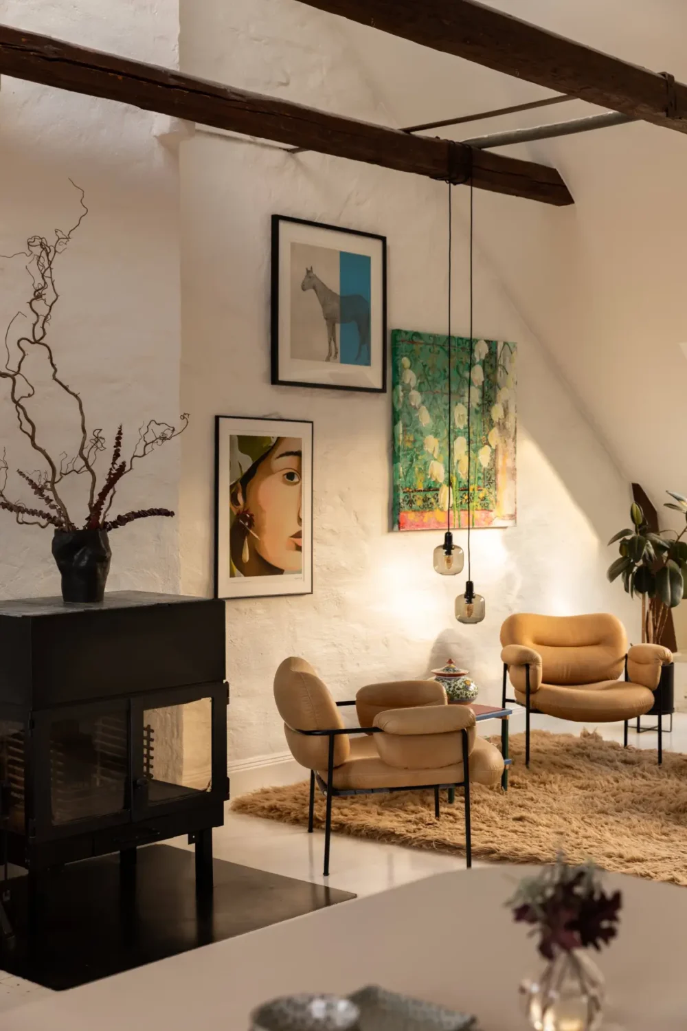 A Bright and Open-Plan Attic Apartment with Exposed Beams 2 bright-attic-apartment-stockholm-nordroom23