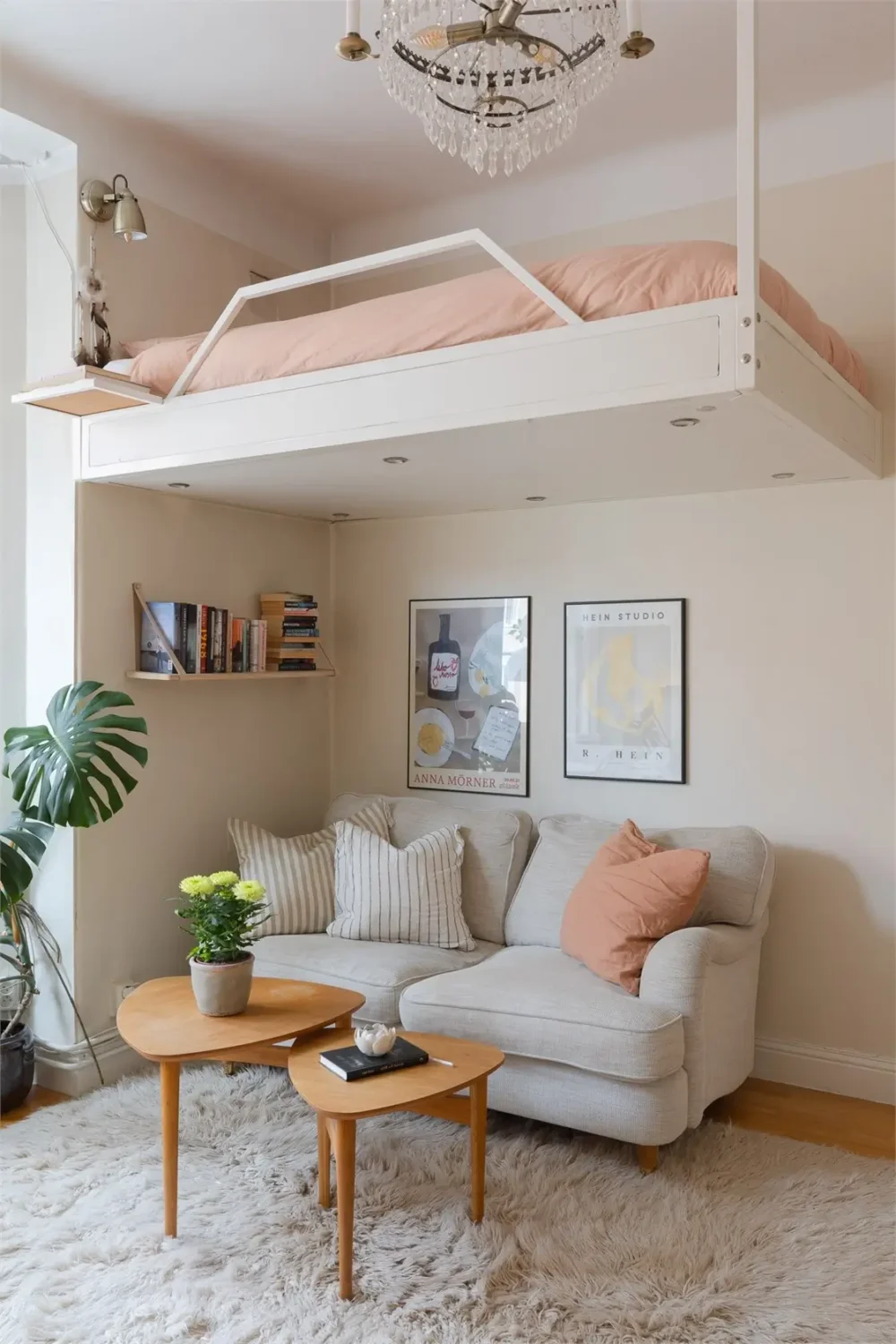 A Studio Apartment with a Large Bay Window and a Loft Bed 6 small-studio-apartment-bay-window-loft-bed-nordroom4