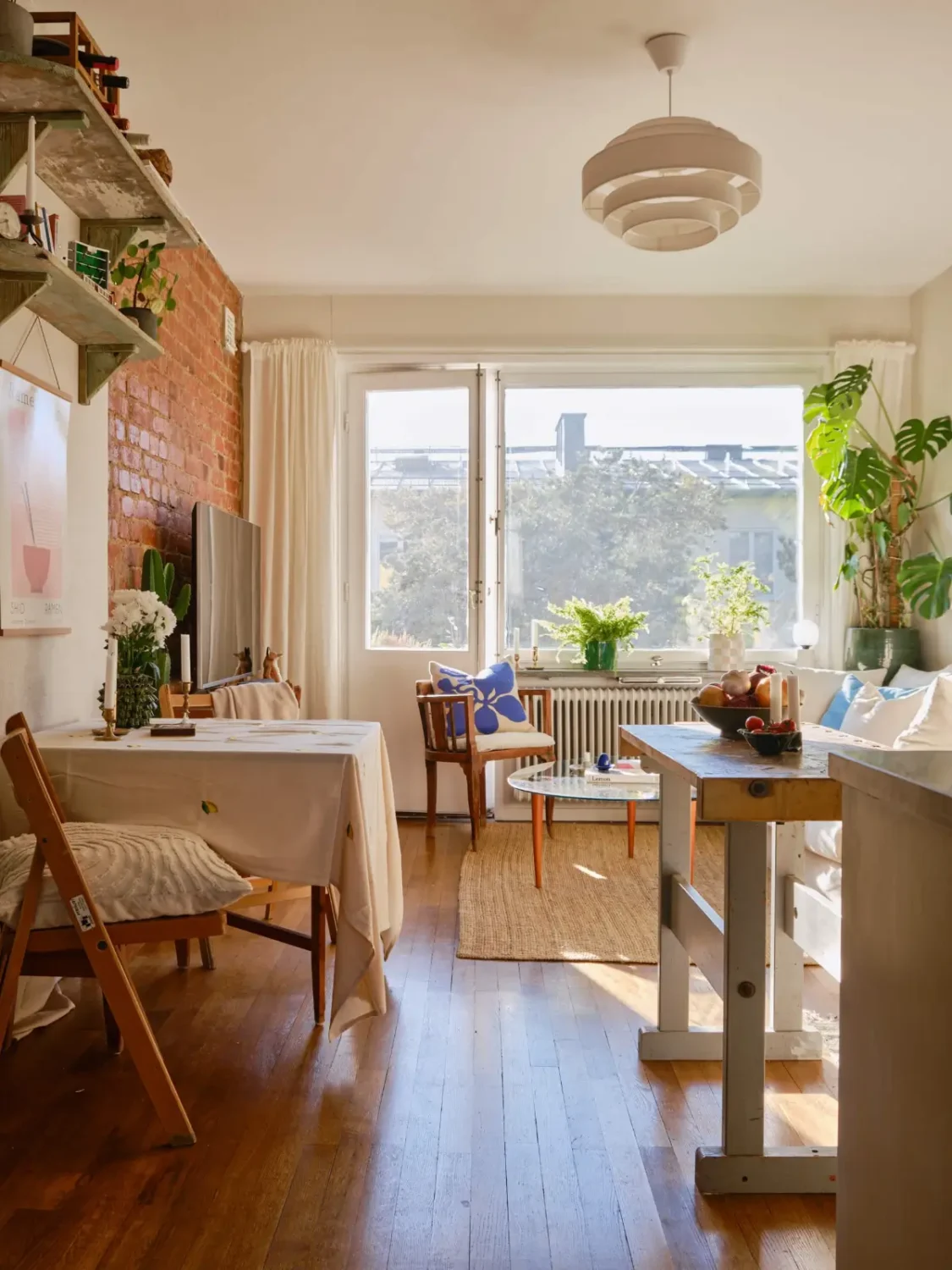 A Small 1930s Apartment with an Exposed Brick Wall 8 tiny-swedish-apartment-exposed-brick-wall-nordroom19