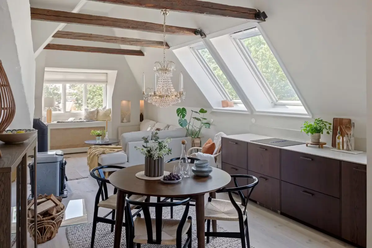 A Light-Filled Attic Apartment with Exposed Beams 4 light attic apartment sweden nordroom11 A Light-Filled Attic Apartment with Exposed Beams