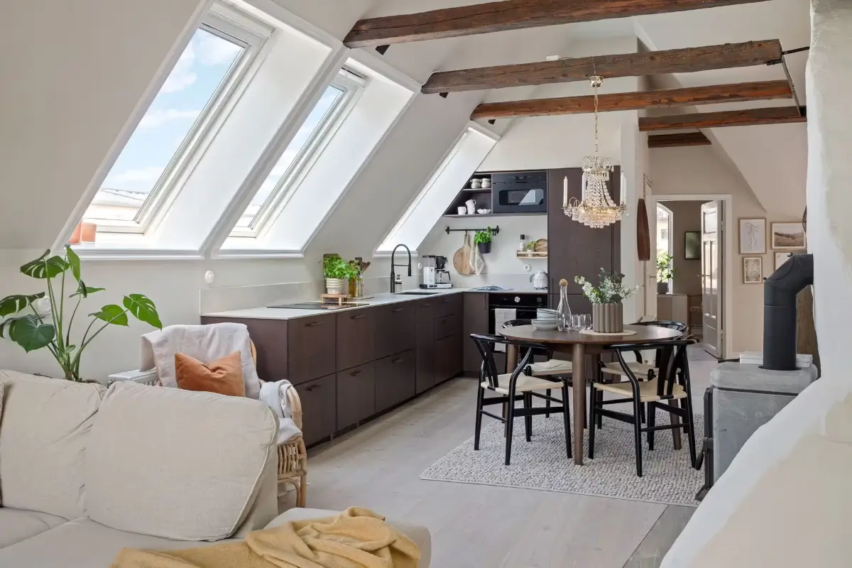 A Light-Filled Attic Apartment with Exposed Beams 6 light-attic-apartment-sweden-nordroom