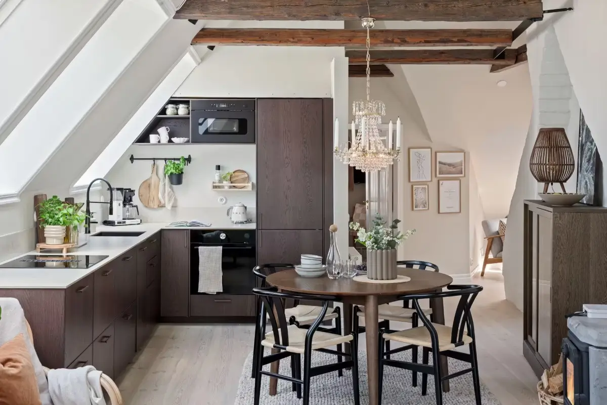 A Light-Filled Attic Apartment with Exposed Beams 1 light-attic-apartment-sweden-nordroom