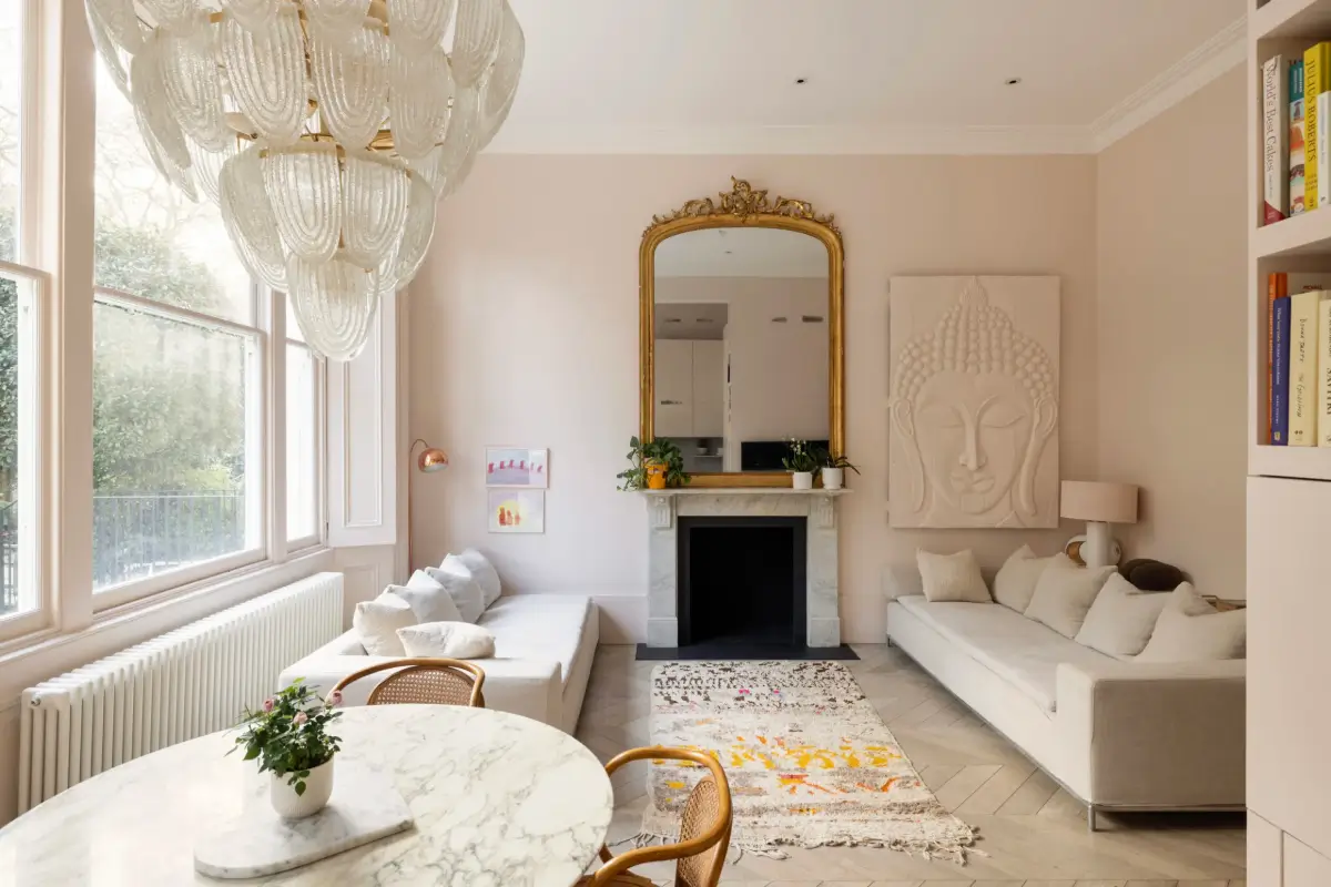 A Bright, Blush Pink Garden Apartment in Notting Hill 2 notting-hill-apartment1