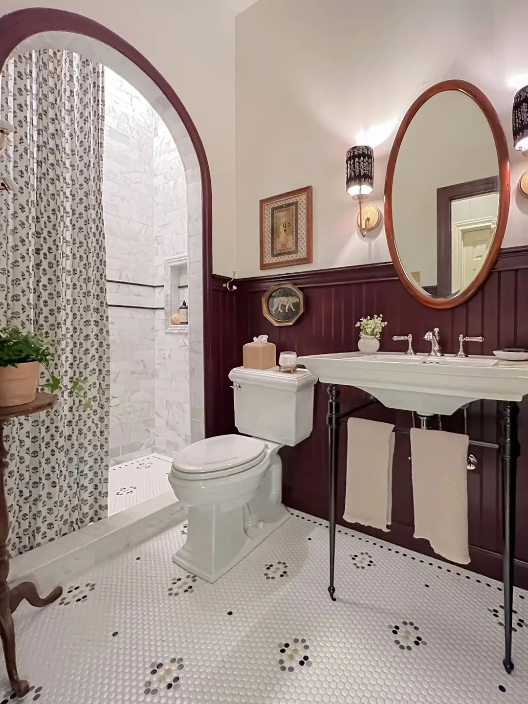 The 2026 Home Decor and Color Trends, According to Pinterest 23 bathroom-dark-purple-woodwork