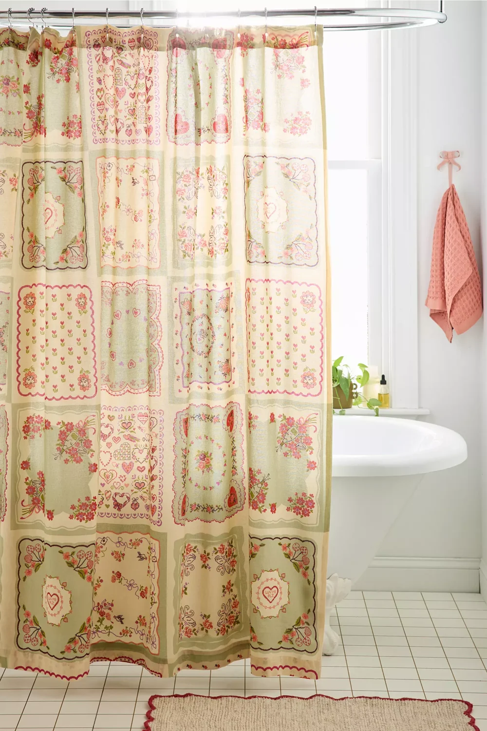 Needlepoint Hankies Patterned Shower Curtain Home