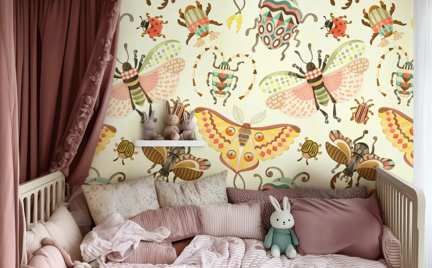 26 Children's Bedrooms Decorated with Animal Wallpaper 23 animal-wallpaper-childrens-room-warm-colors