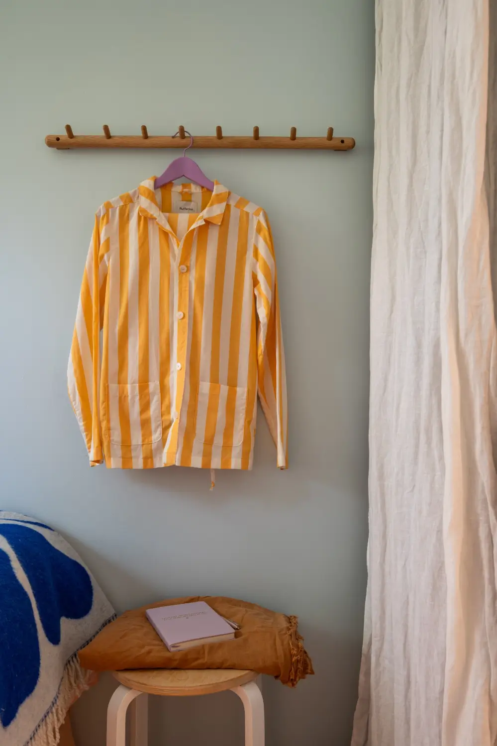Cheerful Colors in a Small & Light 1940s Apartment in Stockholm 19 blue-gray bedroom walls