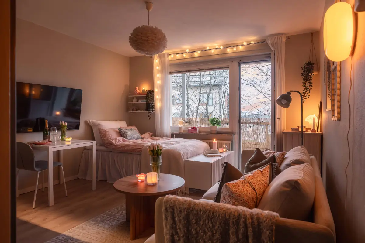Studio Apartment Layout Ideas: Living Small is Looking Good 15 cozy studio apartment layout nordroom Studio Apartment Layout Ideas: Living Small is Looking Good