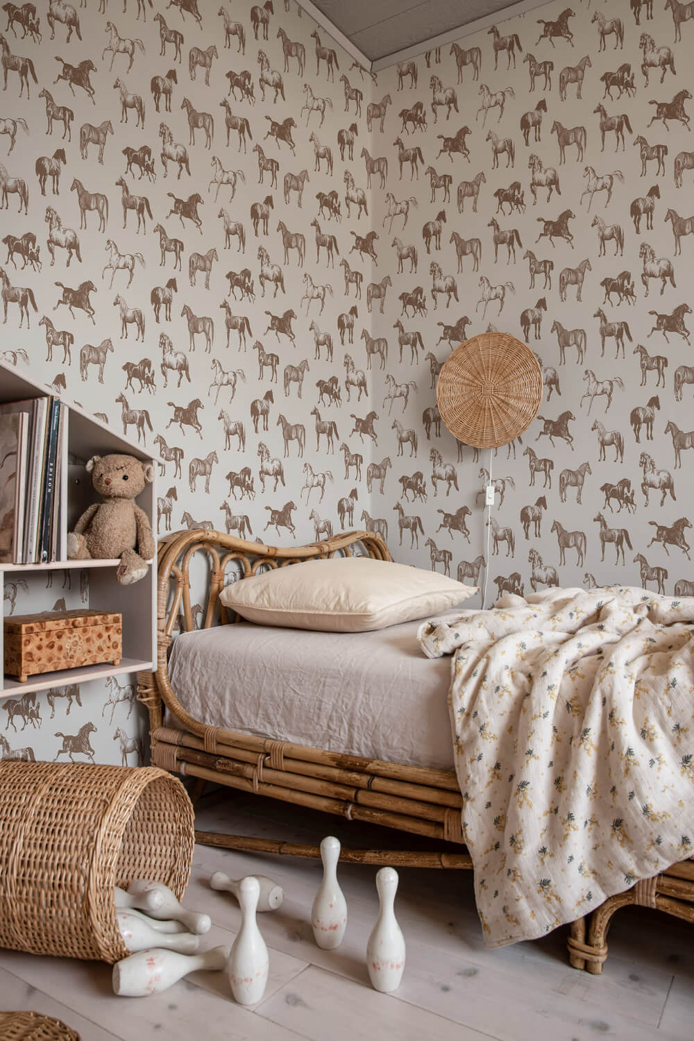 26 Children's Bedrooms Decorated with Animal Wallpaper 11 sandberg-colette-wallpaper-horse-print-childrens-room-nordroom