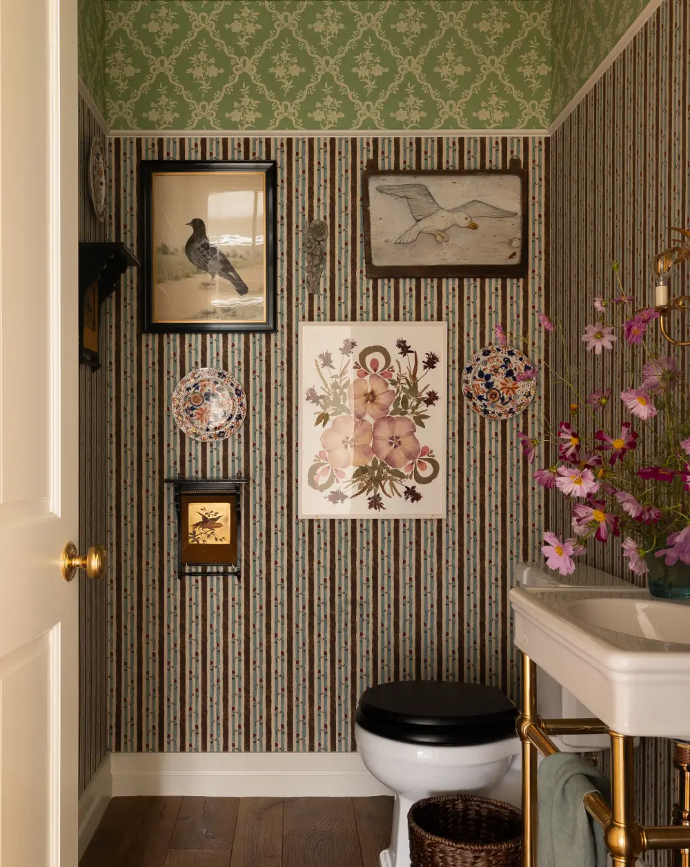 50 Bathroom Wallpaper Ideas Adding Color, Style, and Expression 27 bathroom-pairing-two-wallpapers