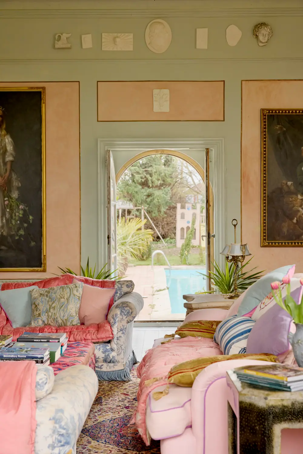 Playful and Colorful Interiors in a Grand Georgian House in the English Countryside 8 colorful-eclectic-art-filled-manor-house-england
