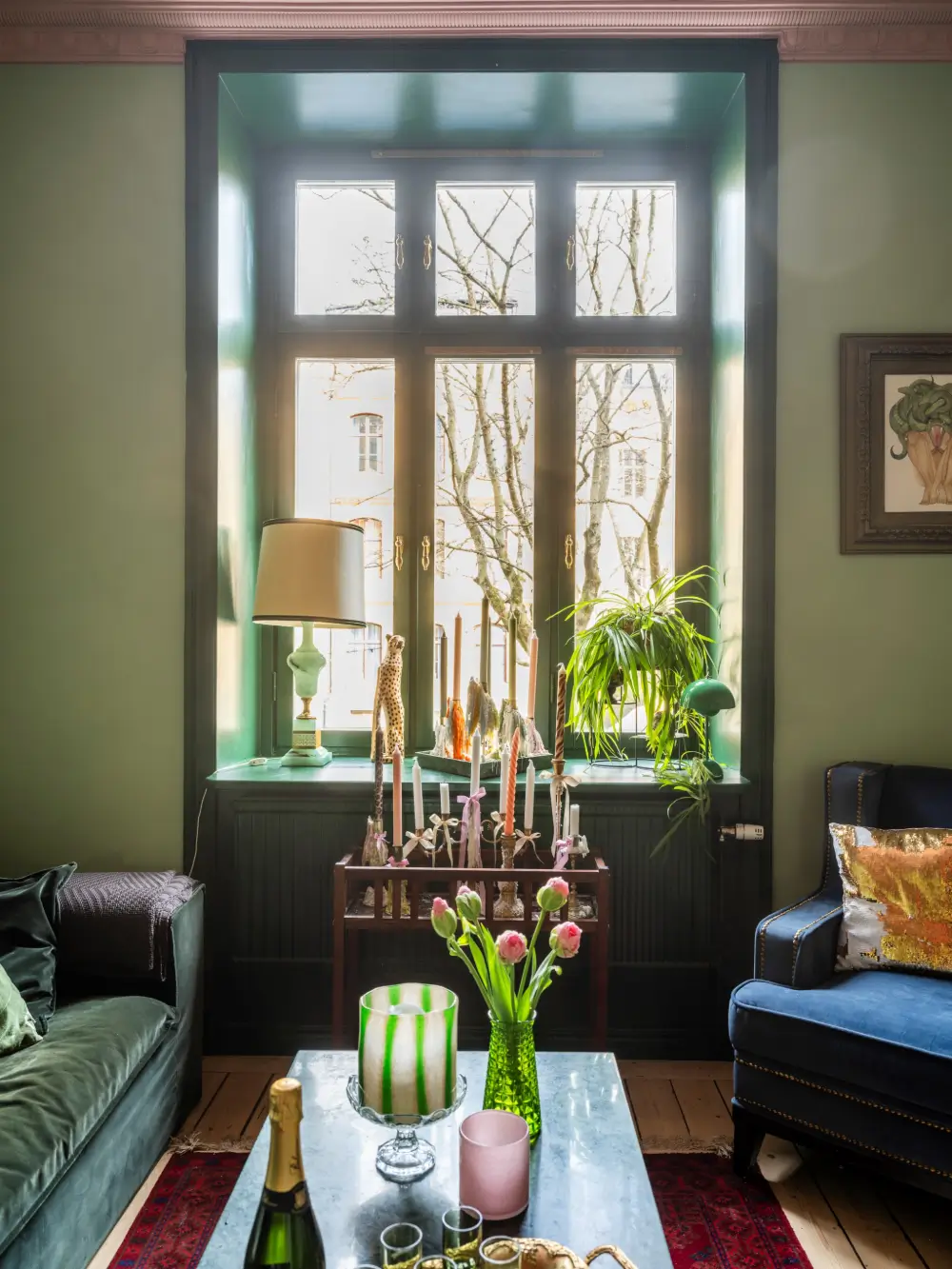 A Stockholm Apartment Color-Drenched in Green, Pink, and Blue Tones 23 cozy-colorful-turn-of-the-century-apartment-stockholm-nordroom