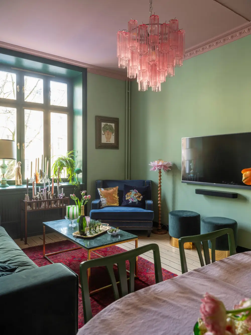 A Stockholm Apartment Color-Drenched in Green, Pink, and Blue Tones 20 cozy-colorful-turn-of-the-century-apartment-stockholm-nordroom