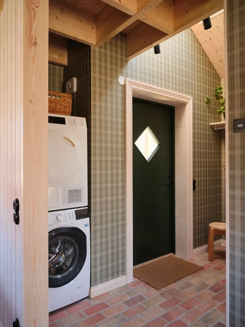 A Cozy Wooden Guest House with a Brick Floor at a Swedish Country Estate 14 cozy-guesthouse-stone-floor-wallpaper-swedish-island-home-nordroom