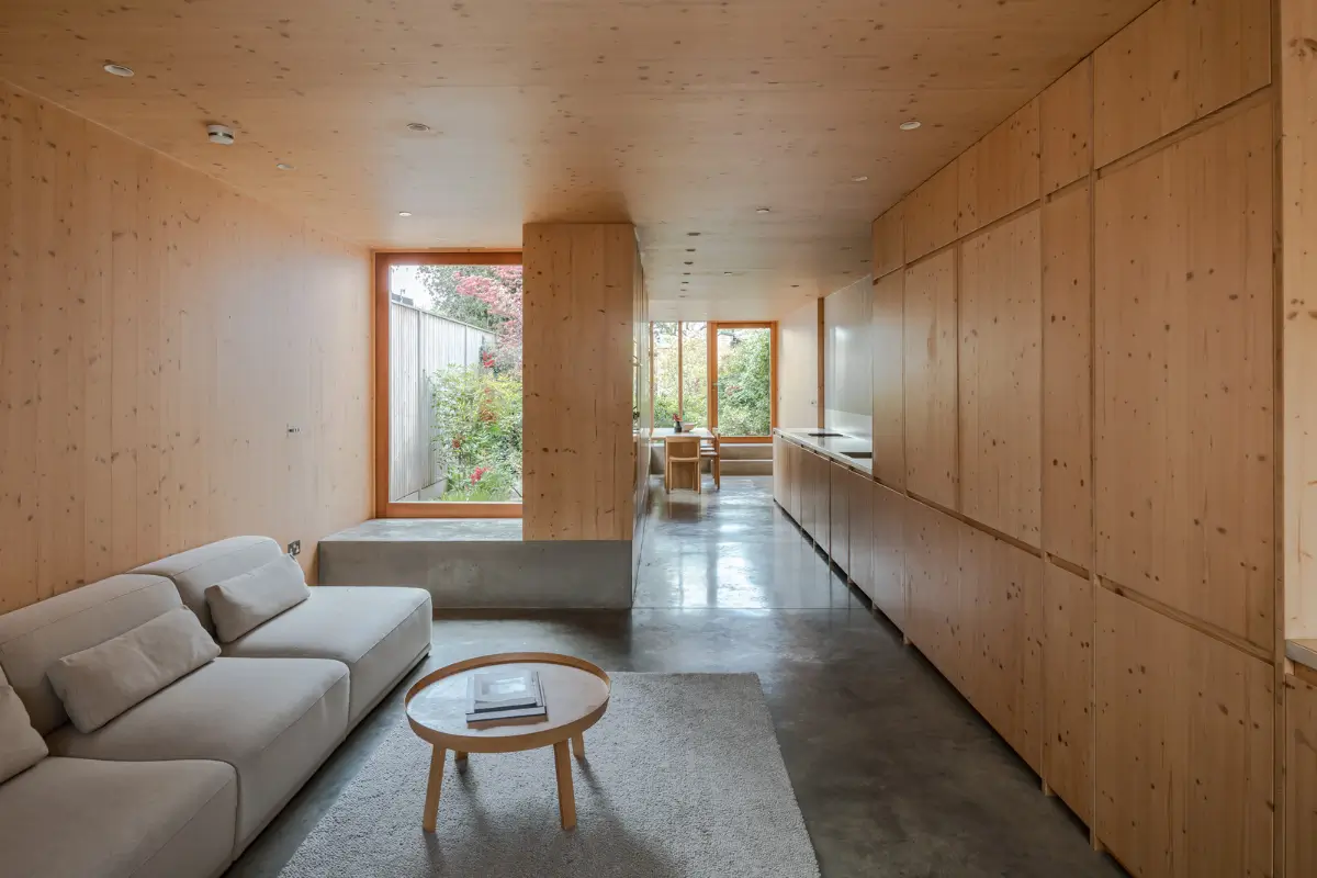 Spruce, Polished Concrete, and Terrazzo in an Architect-Designed London Home 6 modern-london-house-spruce-interiors-lush-garden
