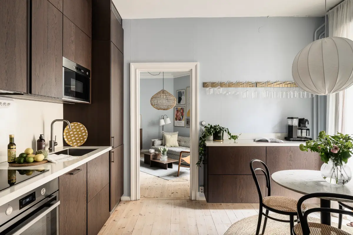 Soft Blue walls and a Spacious Kitchen in a Swedish Studio Apartment 10 turn-of-the-century-studio-apartment-spacious-kitchen-nordroom