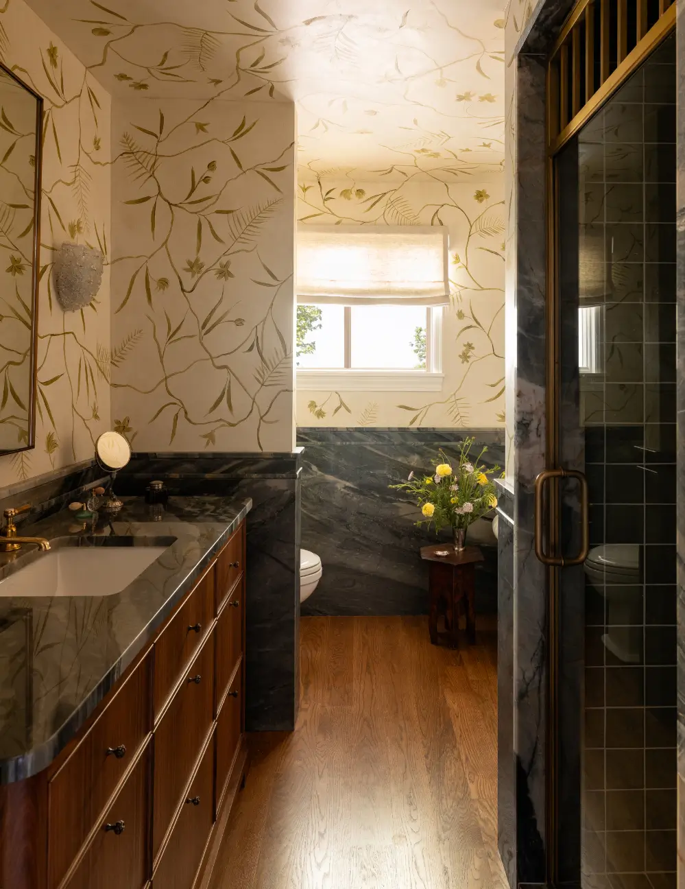 50 Bathroom Wallpaper Ideas Adding Color, Style, and Expression 6 wallpaper-drenched-bathroom