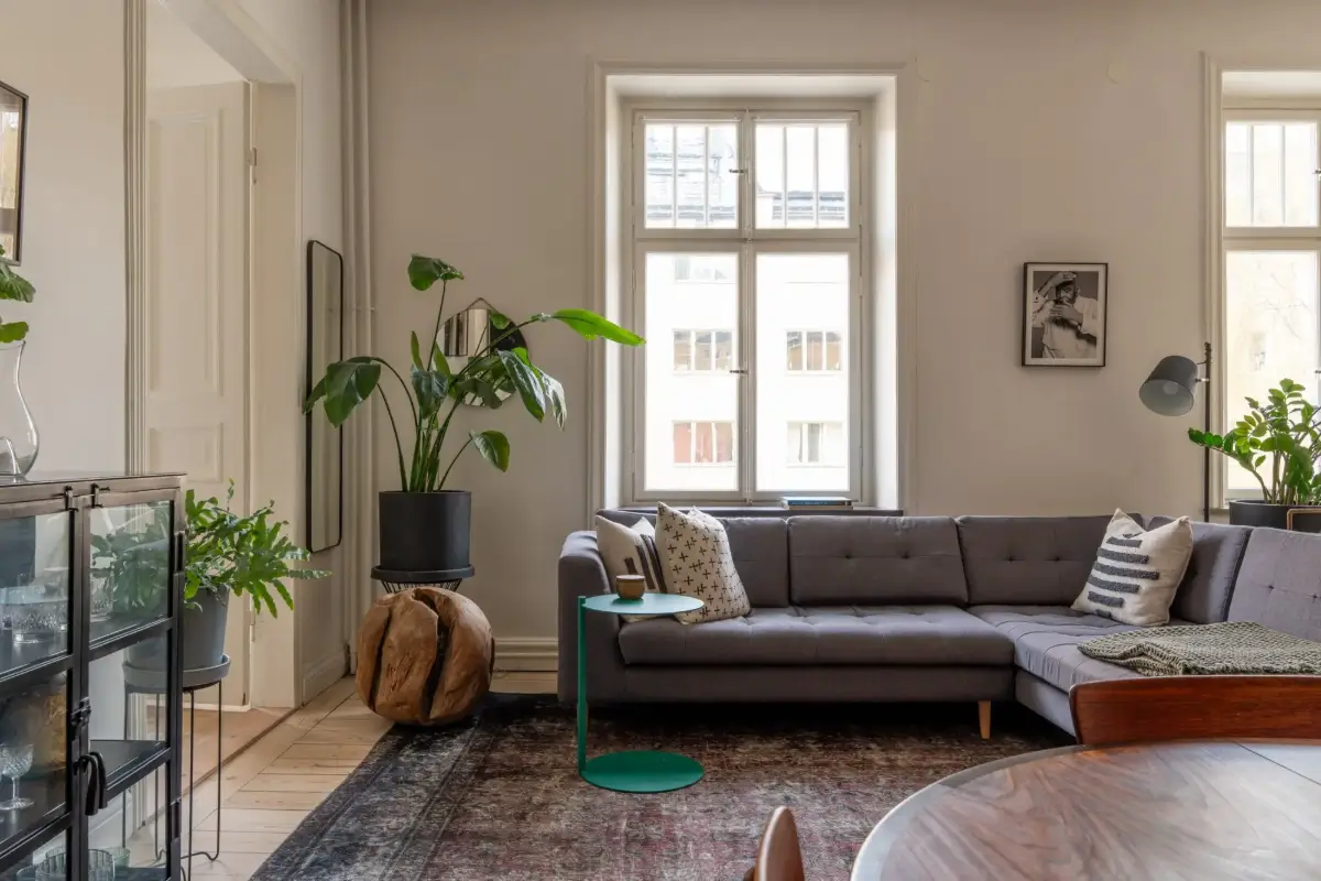 A Social Living Space and an Exposed Brick Wall in a Stockholm Apartment 2 classic-turn-of-the-century-stockholm-apartment-nordroom
