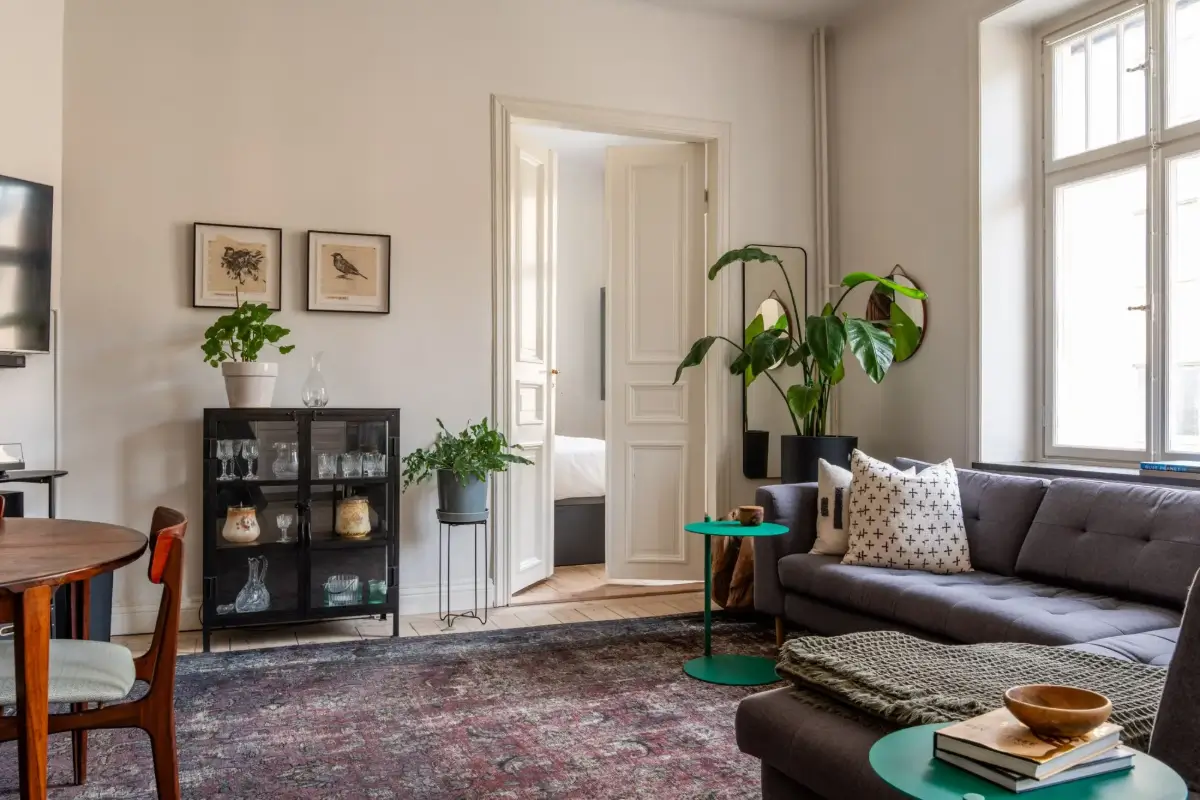 A Social Living Space and an Exposed Brick Wall in a Stockholm Apartment 3 classic-turn-of-the-century-stockholm-apartment-nordroom