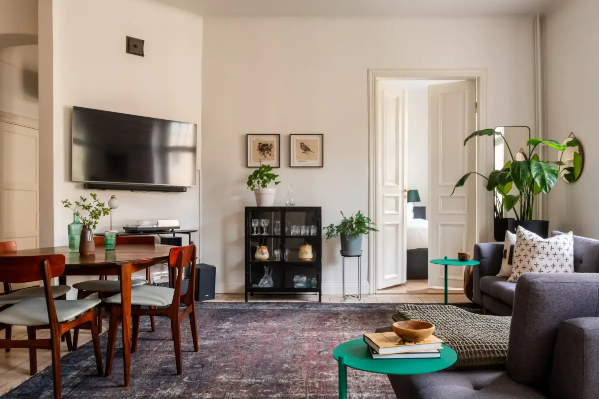 A Social Living Space and an Exposed Brick Wall in a Stockholm Apartment 4 classic-turn-of-the-century-stockholm-apartment-nordroom
