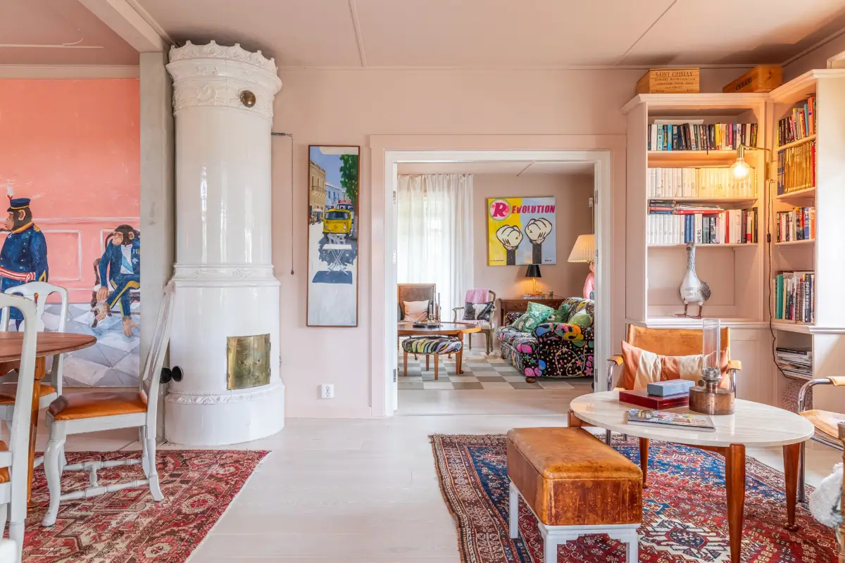 Antiques, Josef Frank Patterns, and Colorful Art in a Light Swedish Villa 6 colorful-home-west-coast-sweden-nordroom