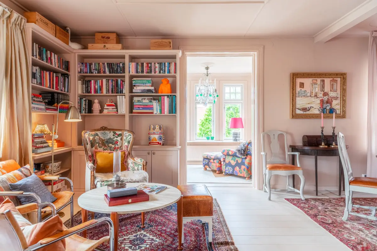 Antiques, Josef Frank Patterns, and Colorful Art in a Light Swedish Villa 4 colorful-home-west-coast-sweden-nordroom