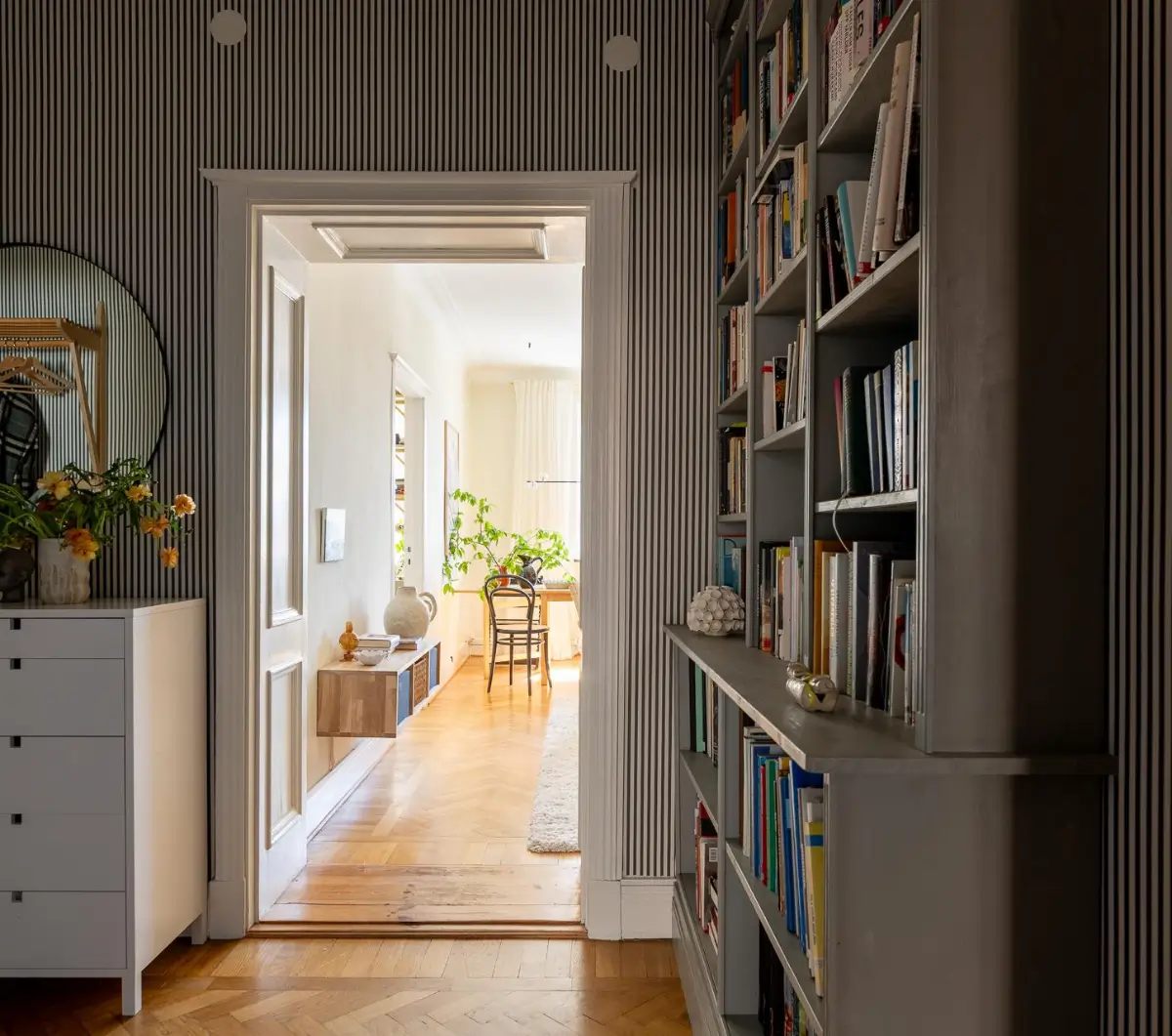 Striped Wallpaper and 1930s Character in a Swedish Apartment 19 cozy-ground-floor-apartment-striped-wallpaper-nordroom