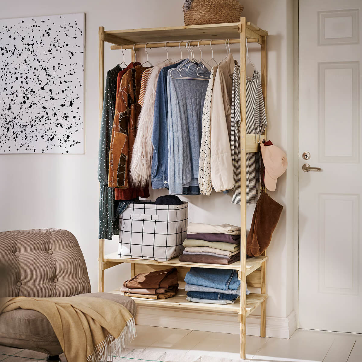 IKEA Launches KRONÖREN: A New Solid Pine Storage Series 2 ikea-kronoren-solid-pine-open-wardrobe-nordroom
