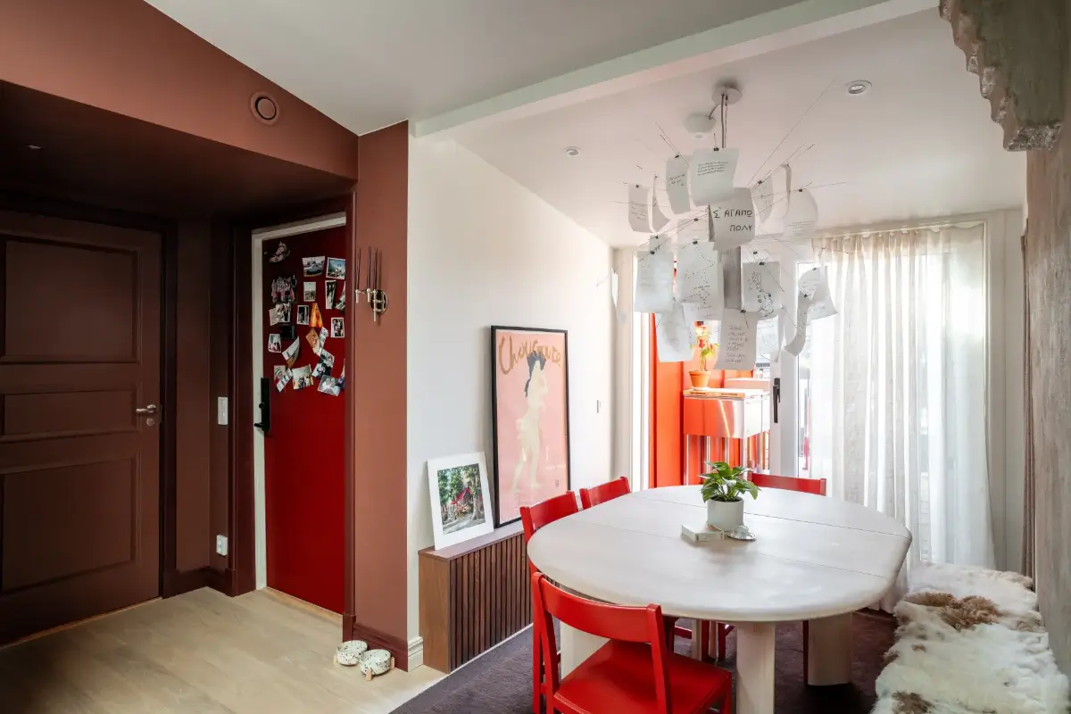 Red Color Pops in a Unique Designer Attic Apartment in Sweden 13 red-accents-designer-kitchen-attic-apartment-sweden-nordroom