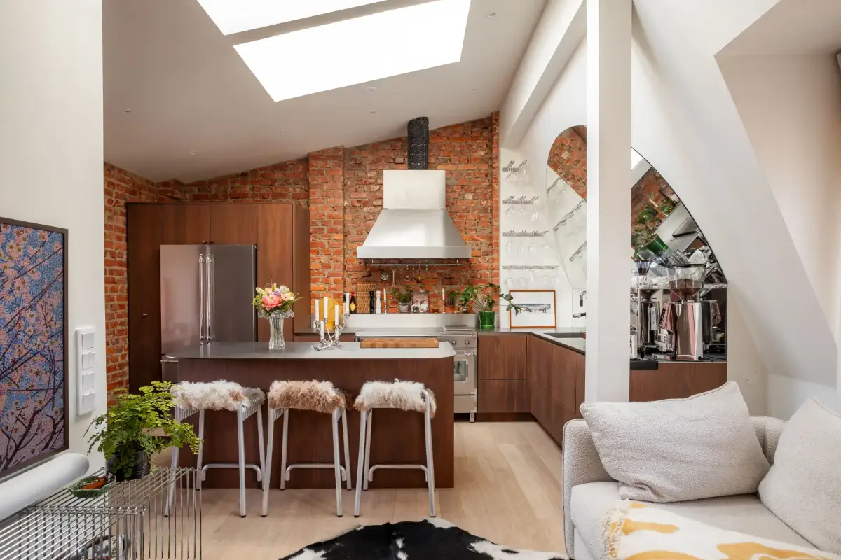 Red Color Pops in a Unique Designer Attic Apartment in Sweden 19 red-accents-designer-kitchen-attic-apartment-sweden-nordroom
