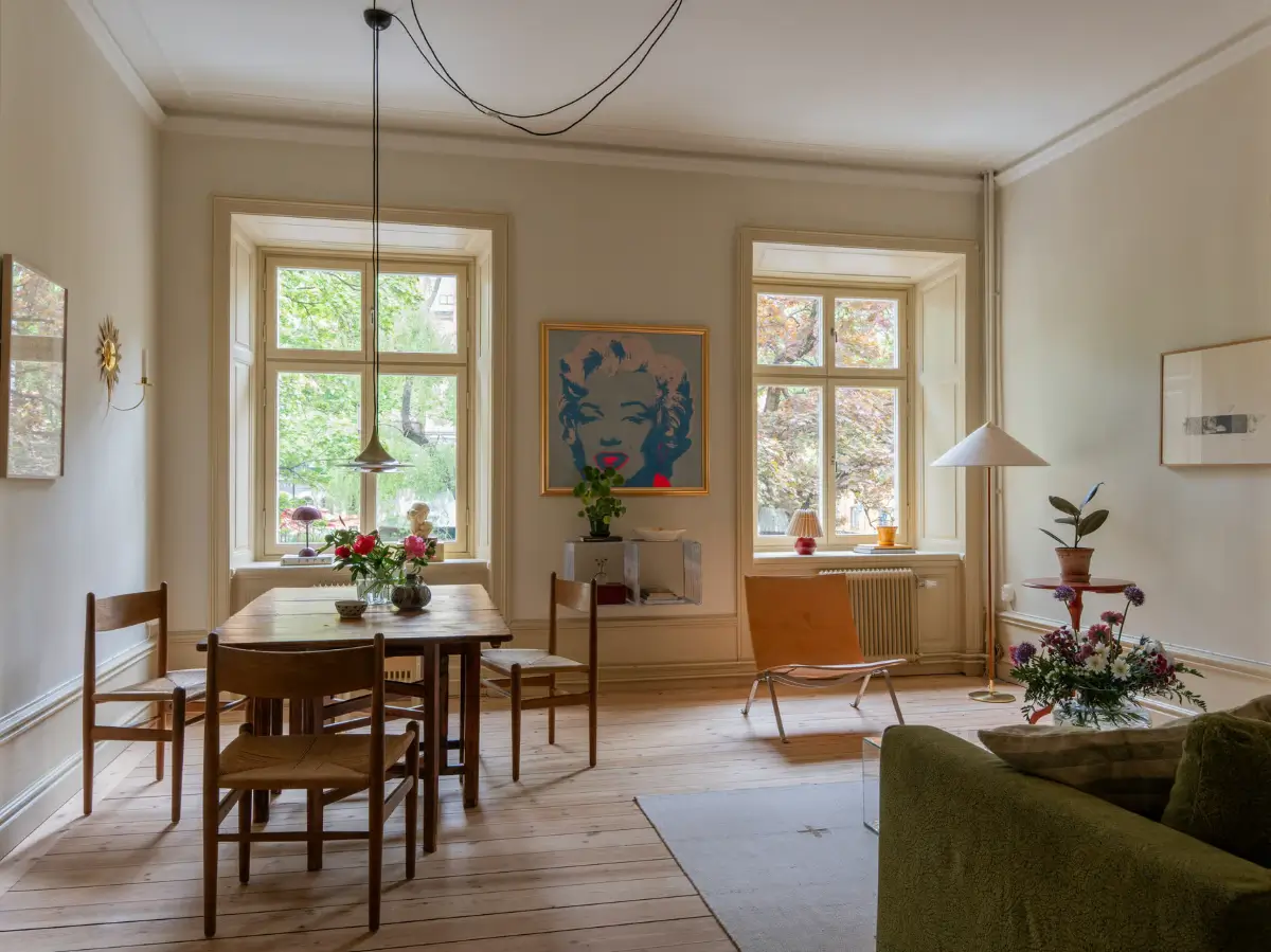 Period Features and Scandinavian Design Furniture in a Serene Stockholm Apartment 3 red-beige-green-tones-19th-century-apartment-stockholm-nordroom