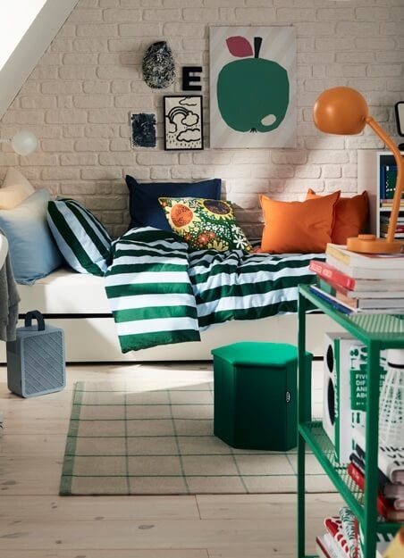 New IKEA Collection July 2026: Colorful Patterns and Multifunctional Products 16 bedroom-green-accents-new-ikea-products-july-2026-nordroom