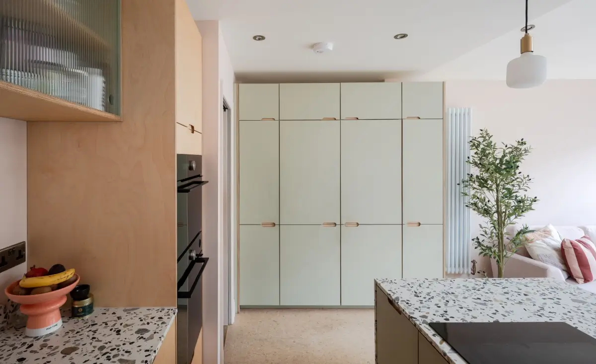 Terrazzo and a Soft Peach and Sage Green Palette in an Art Deco-Inspired London Home 19 colorful-extended-family-home-london