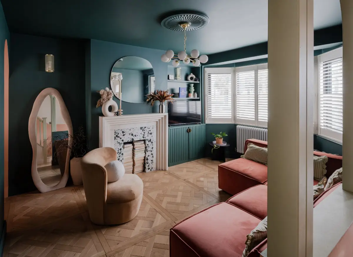 Terrazzo and a Soft Peach and Sage Green Palette in an Art Deco-Inspired London Home 1 colorful-extended-family-home-london