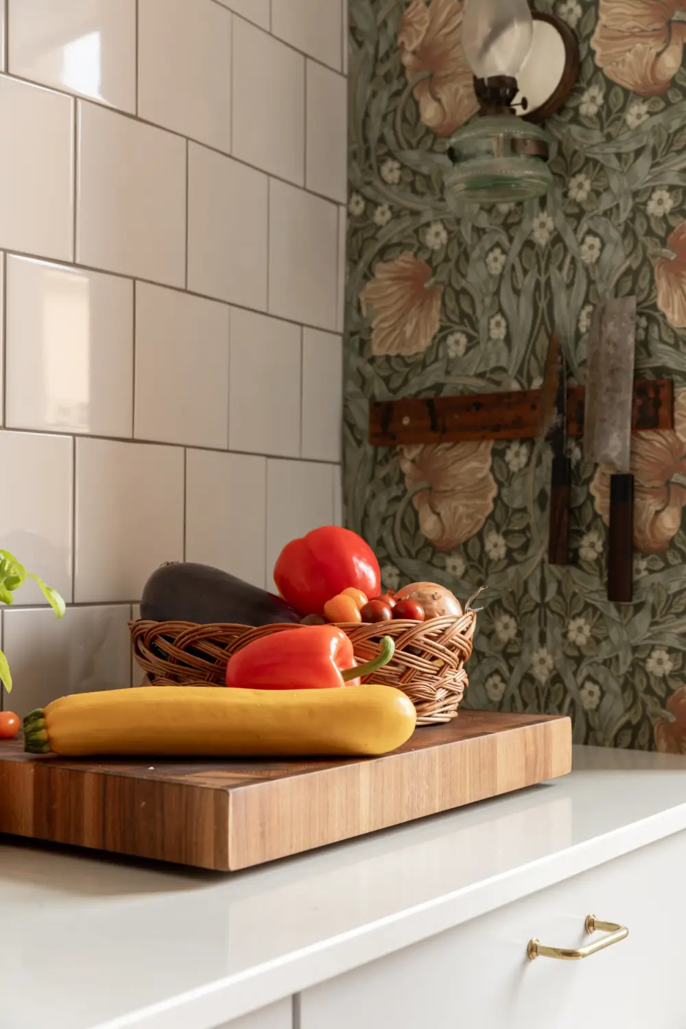 A Kitchen with William Morris Wallpaper in a Light Early 20th-Century ...