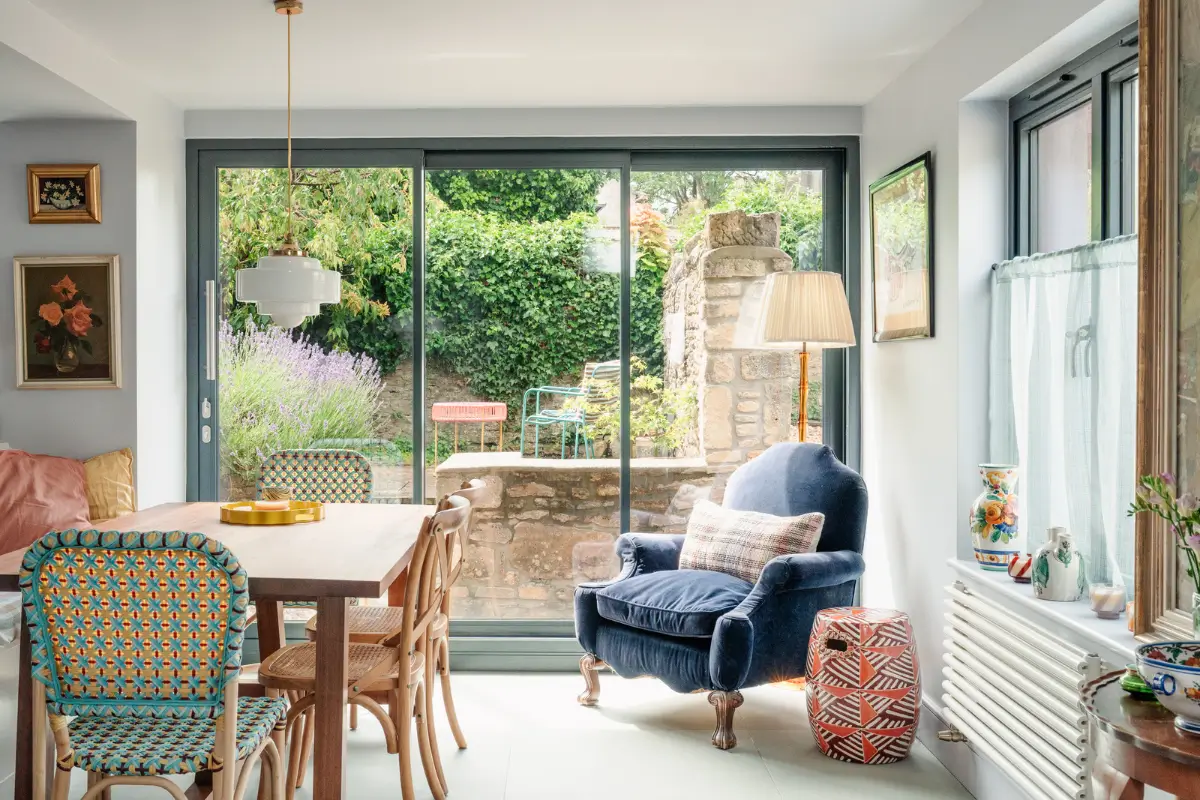 A Traditional Stone Cottage with a Black Timber Extension and Colorful Interiors 12 colorful-rubble-stone-cottage-wooden-extension-somerset