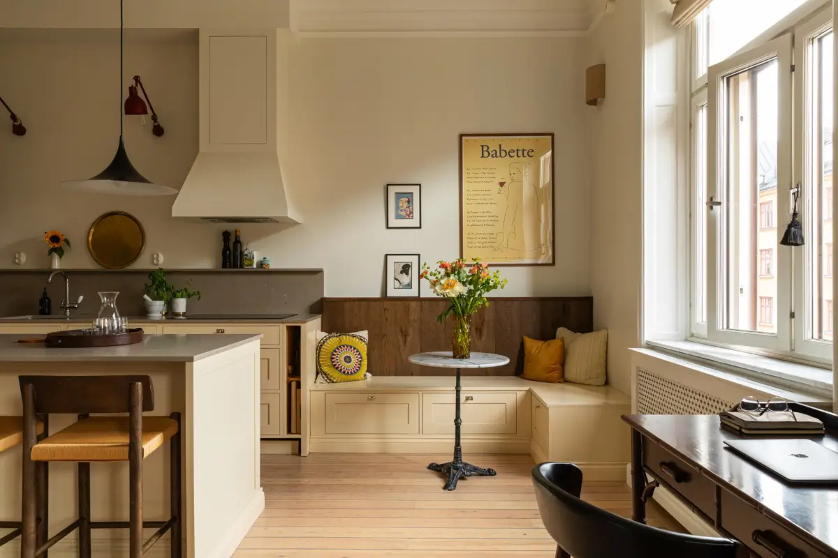 A Rich Burgundy Hall in a Stylishly Renovated Stockholm Apartment 10 butter-yellow-kitchen-period-character-stockholm-apartment-nordroom