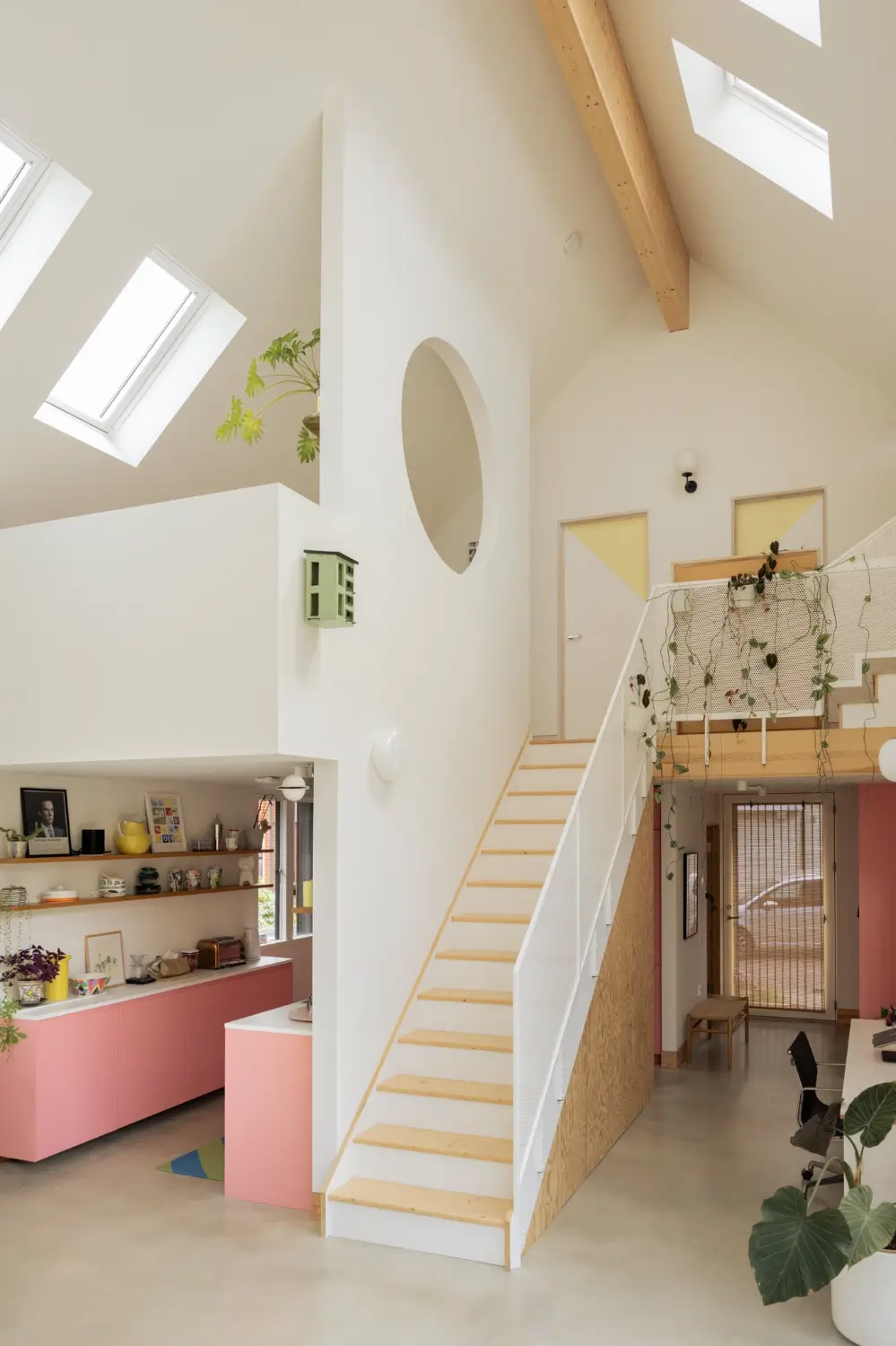 A Pink Kitchen Adds a Cheerful Note to this Light-Filled Modern Home 21 pink-kitchen-modern-loft-style-house-waterside-village-england-nordroom