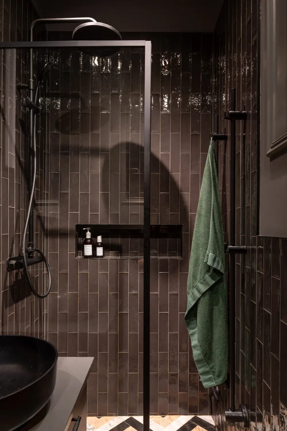 A Small Dark Gray Stockholm Apartment with Period Features and Smart Storage 23 small-color-drenched-gray-apartment-stockholm