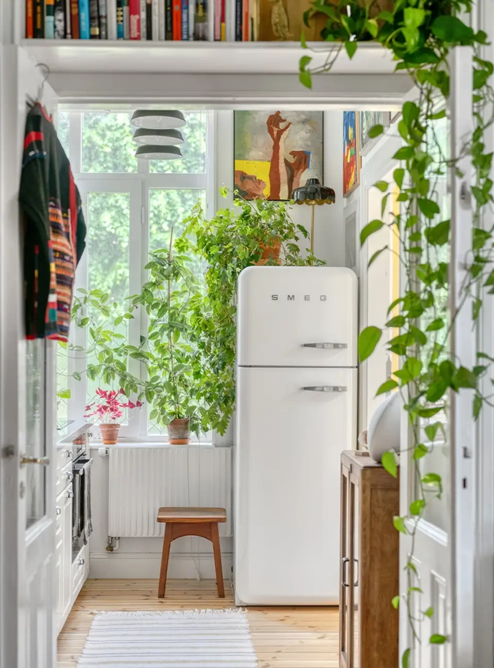 A Small Apartment with Striped Green Walls, Period Features, and a Yellow Bedroom 14 striped-green-walls-yellow-bedroom-late-19th-century-apartment-nordroom