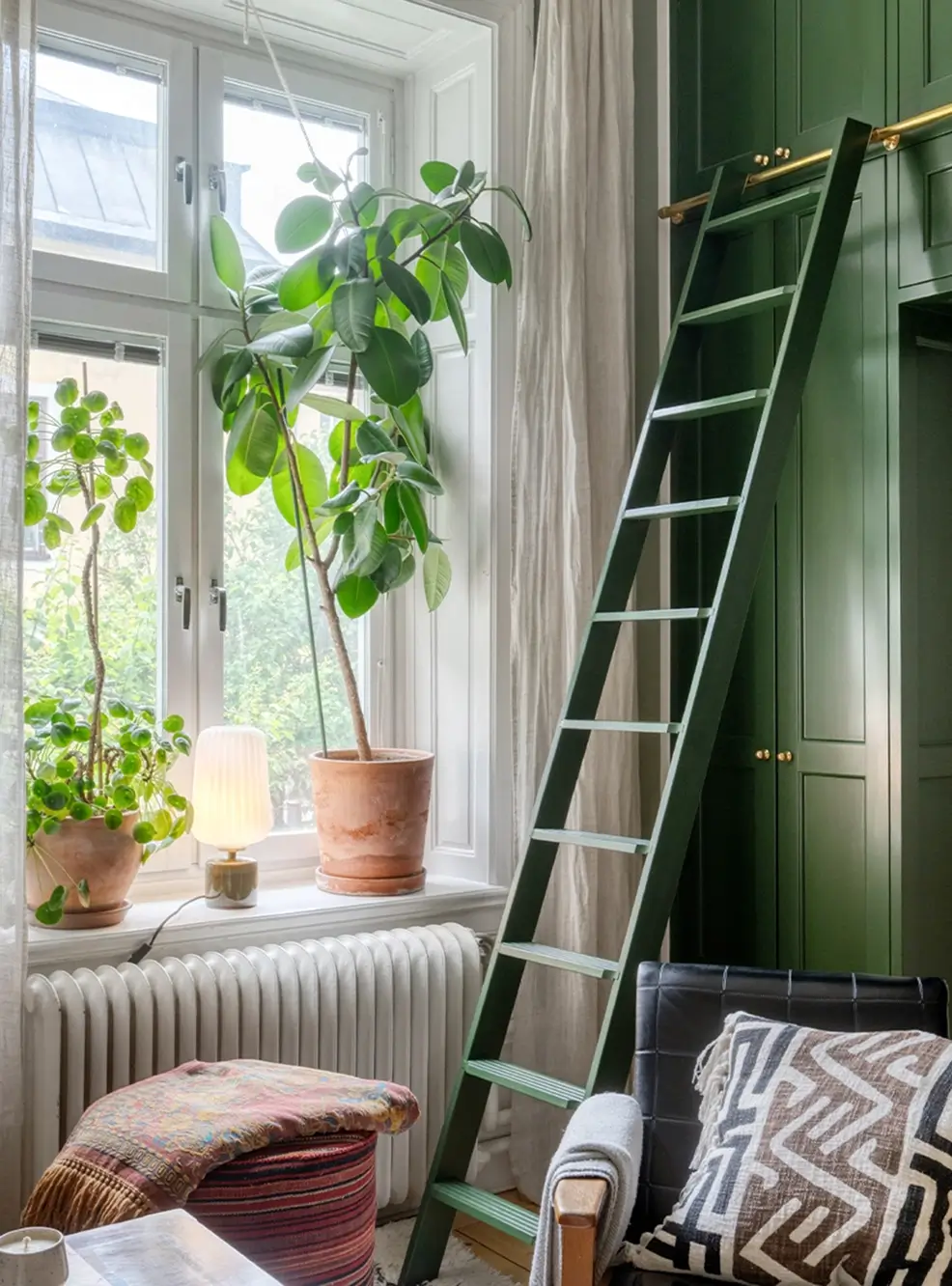 A Small Apartment with Striped Green Walls, Period Features, and a Yellow Bedroom 4 striped-green-walls-yellow-bedroom-late-19th-century-apartment-nordroom