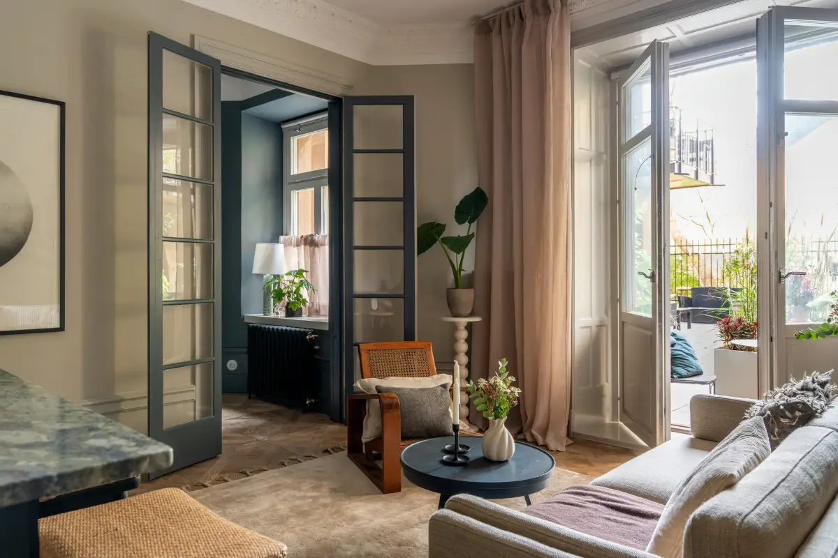 Before & After: Swedish Marble and Muted Tones in a Small Courtyard Apartment 1 before-after-small-ground-floor-apartment-early-20th-century-stockholm