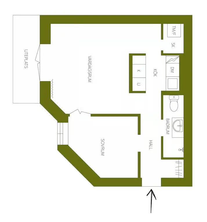 Before & After: Swedish Marble and Muted Tones in a Small Courtyard Apartment 48 floorplan before after small stockholm apartment Before & After: Swedish Marble and Muted Tones in a Small Courtyard Apartment