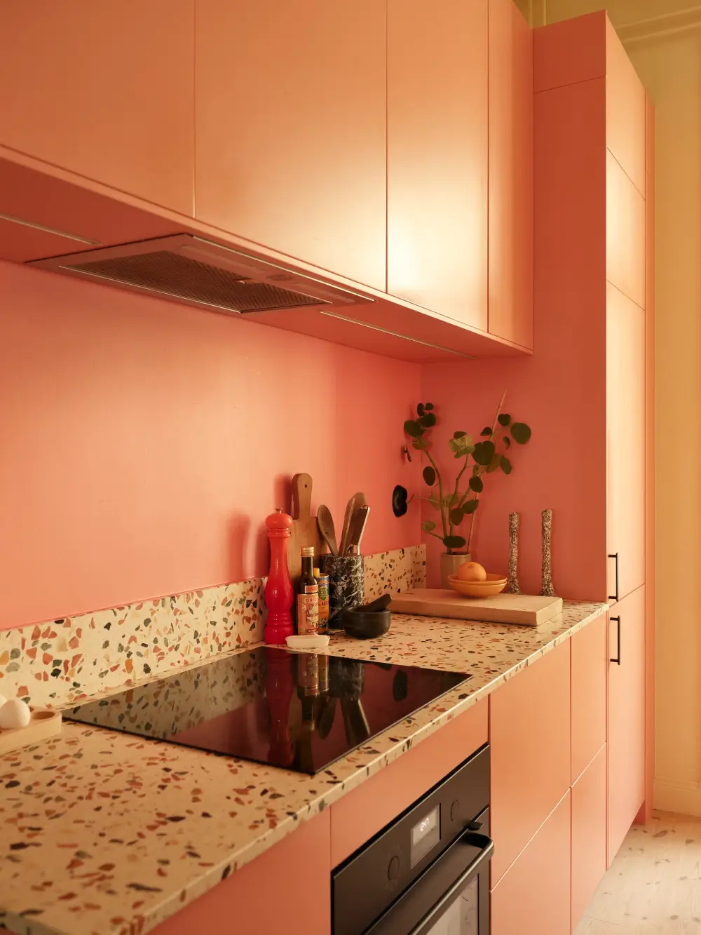 Before & After: A Colorful, Modern Update for a Late 19th-Century Apartment 33 pink-kitchen-painted-green-joinery-late-19th-century-stockholm-apartment-nordroom