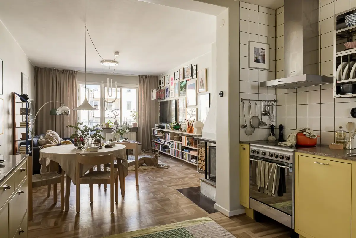 Original Features in a Colorful Midcentury Apartment in Sweden 1 yellow-kitchen-original-features-1940s-apartment-nordroom