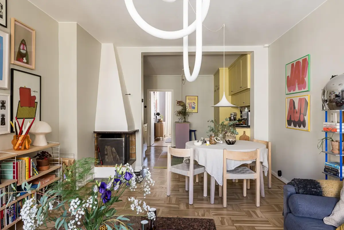 Original Features in a Colorful Midcentury Apartment in Sweden 7 yellow-kitchen-original-features-1940s-apartment-nordroom