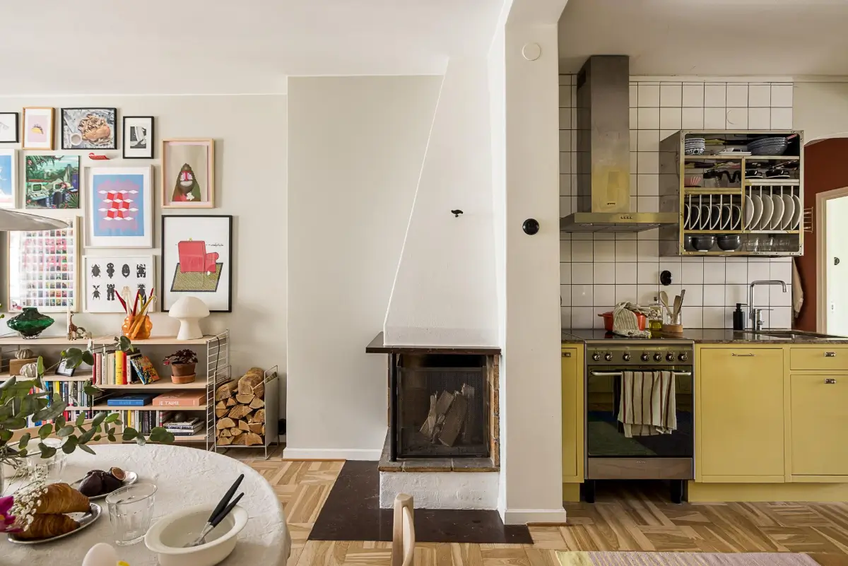 Original Features in a Colorful Midcentury Apartment in Sweden 8 yellow-kitchen-original-features-1940s-apartment-nordroom